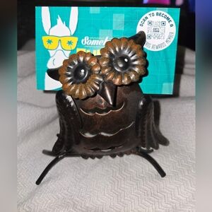 Metal Owl Photo Holder Stand